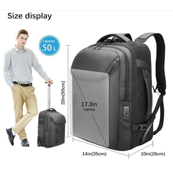 50 l laptop backpack SHRRADOO Extra Large Travel for Men, Work College Backpacks Polyester. Wudkey Extra Large 50L Travel
